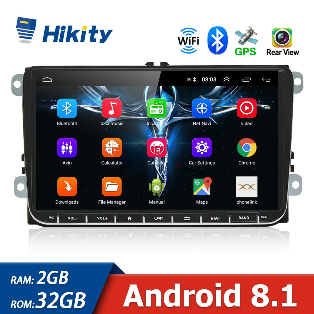 Hikity 2 + 32Gb/1 + 16Gb Android Auto Multimedia Speler 9