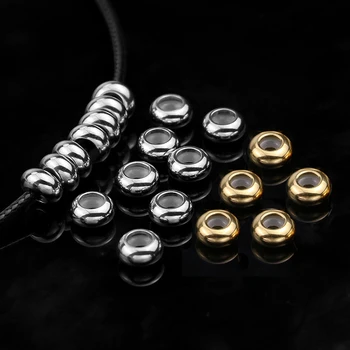 

10pcs/lot Dia 4 6 8 10mm Big Hole Stainless Steel Adjustment Beads Gold Spacer Beads for Diy Jewelry Making Findings Wholesale
