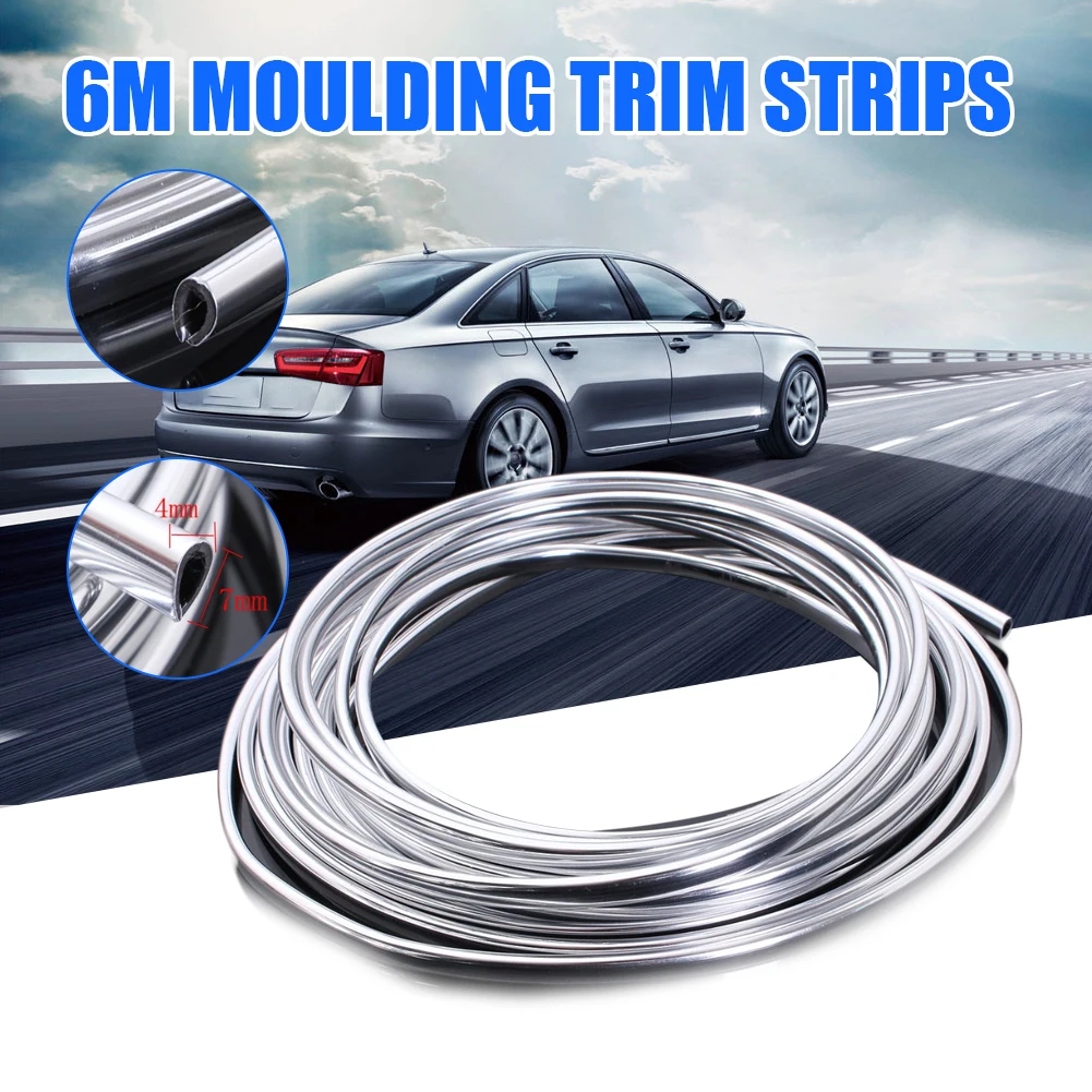 6M Chrome Moulding Trim Strip Car Door Edge Scratch Guard Protector