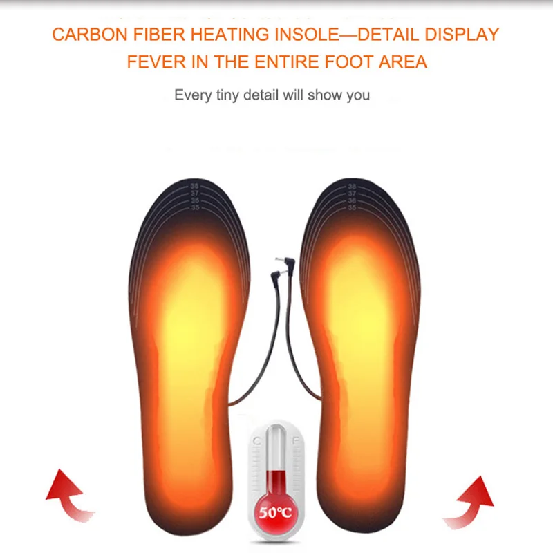

USB Heated Shoe 1 Pair Comfortable Soft Warming Pad Feet Warmer Sock Pad Mat Winter Outdoor Sports Insoles Washable