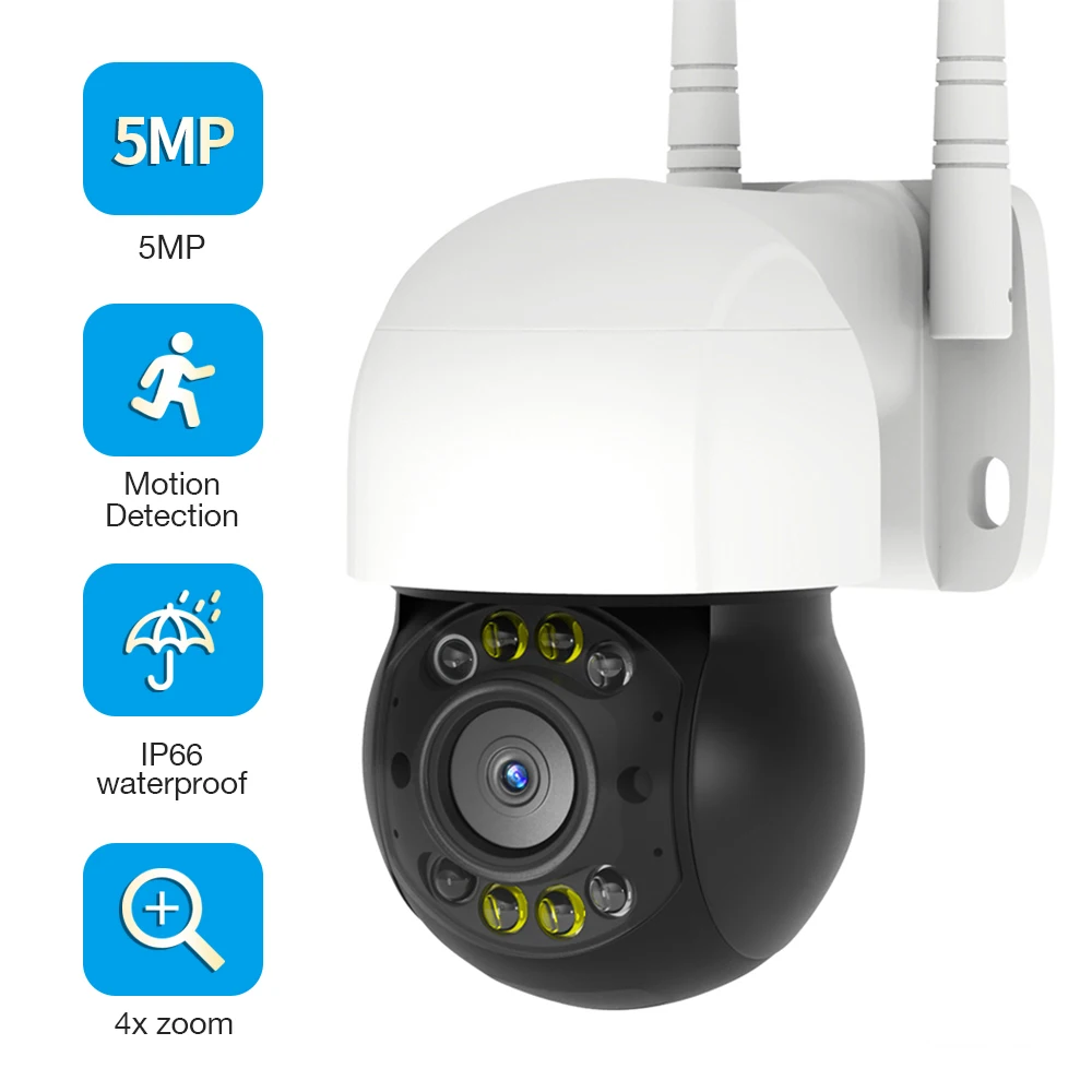 FEISDA-cámara IP PTZ de 5MP para exteriores, videocámara inalámbrica con Zoom Digital 4X, Audio humano IA, ONVIF, cámara de seguridad inteligente CCTV de 2MP y 3MP