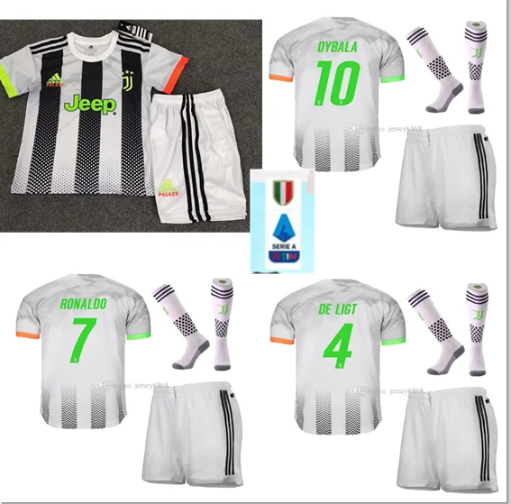 Детский комплект+ носки, коллекция года, Футбольная Футболка juve, BUFFON Dybala DE LIGT Ramsey Ronaldo Kean, juve, Детские трикотажные изделия
