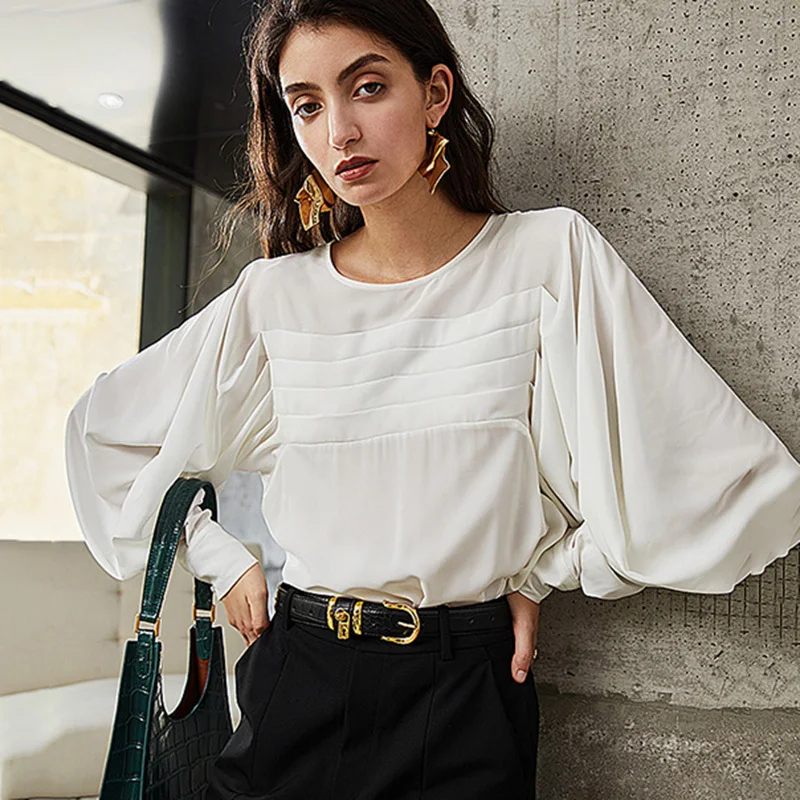 [EAM] Women White Temperament Big Size Blouse New