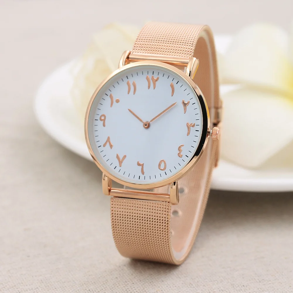 

New Casual Simple Quartz Wrist Watch Women Luxury Stainless Steel Strap Arabic Numerals Dial Ladies Quartz Watches Relogio часы