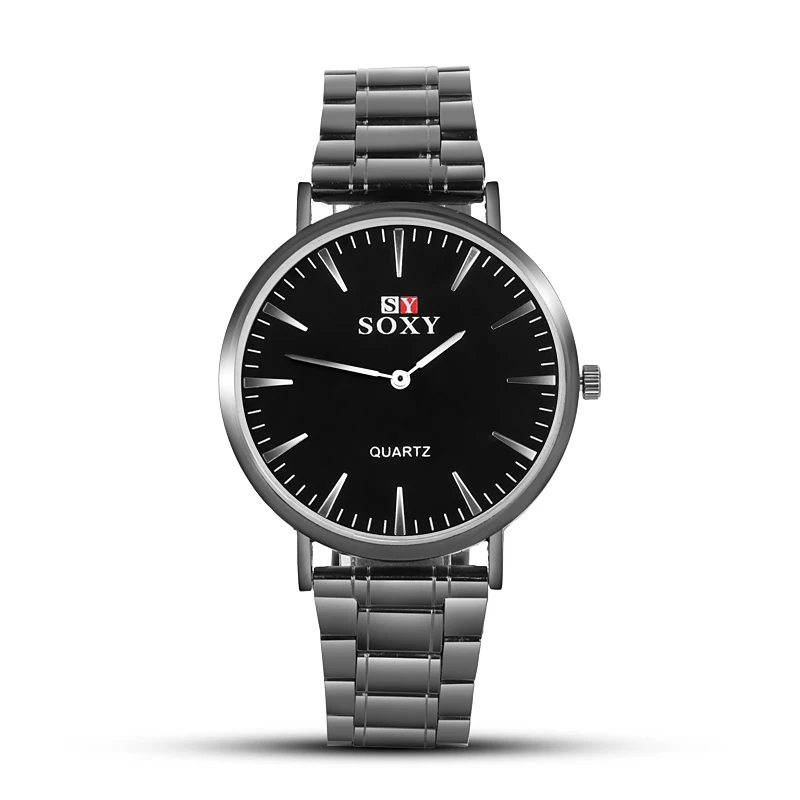 

New Men Simple Style Watch Full Steel Quartz Watch Mens Fashion Hot Watches Black White Male Watches Reloj Hombre