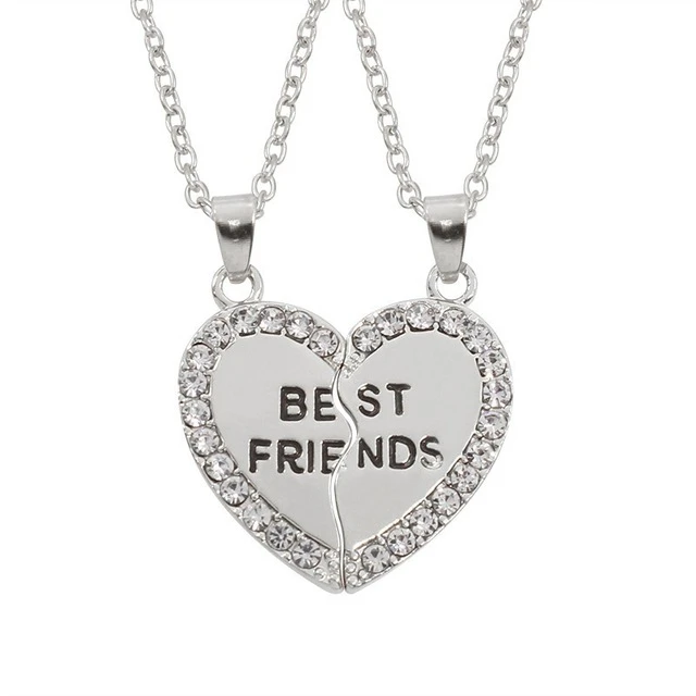 Fashion Best Friends Honey Love Couple Pendant Necklace 2 Pcs/ Set Rainbow Broken Heart BFF Good Friends Friendship Jewelry Gift 16