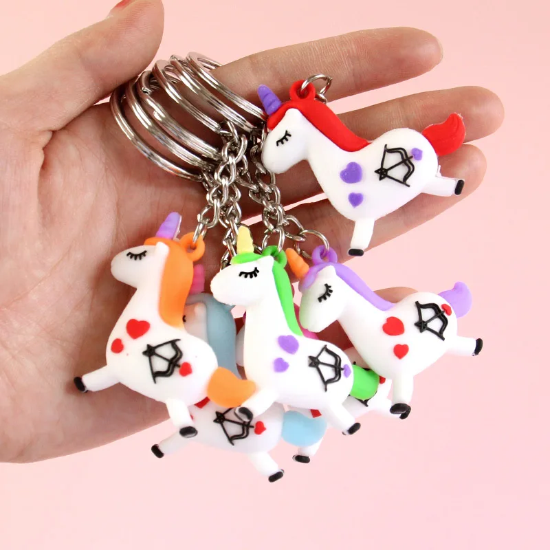 Мультфильм силикагель небольшой кулон Южная Корея милый брелок для ключей с единорогом автомобильный мешок мужчин и женщин брелок для ключей