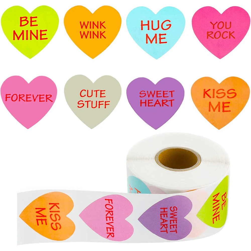 CUTE KISS ME STICKERS Love Heart Sticker Sheet Craft Scrapbook Seal Valentines