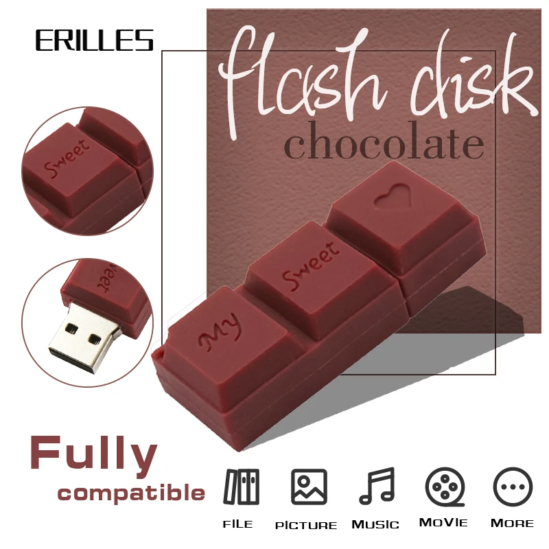 Chocolate model USB flash drive 32GB 64GB pendrive 4GB 8GB 16GB pen drive cartoon memory stick USB 2.0 128GB disk on key 100 gb flash drive