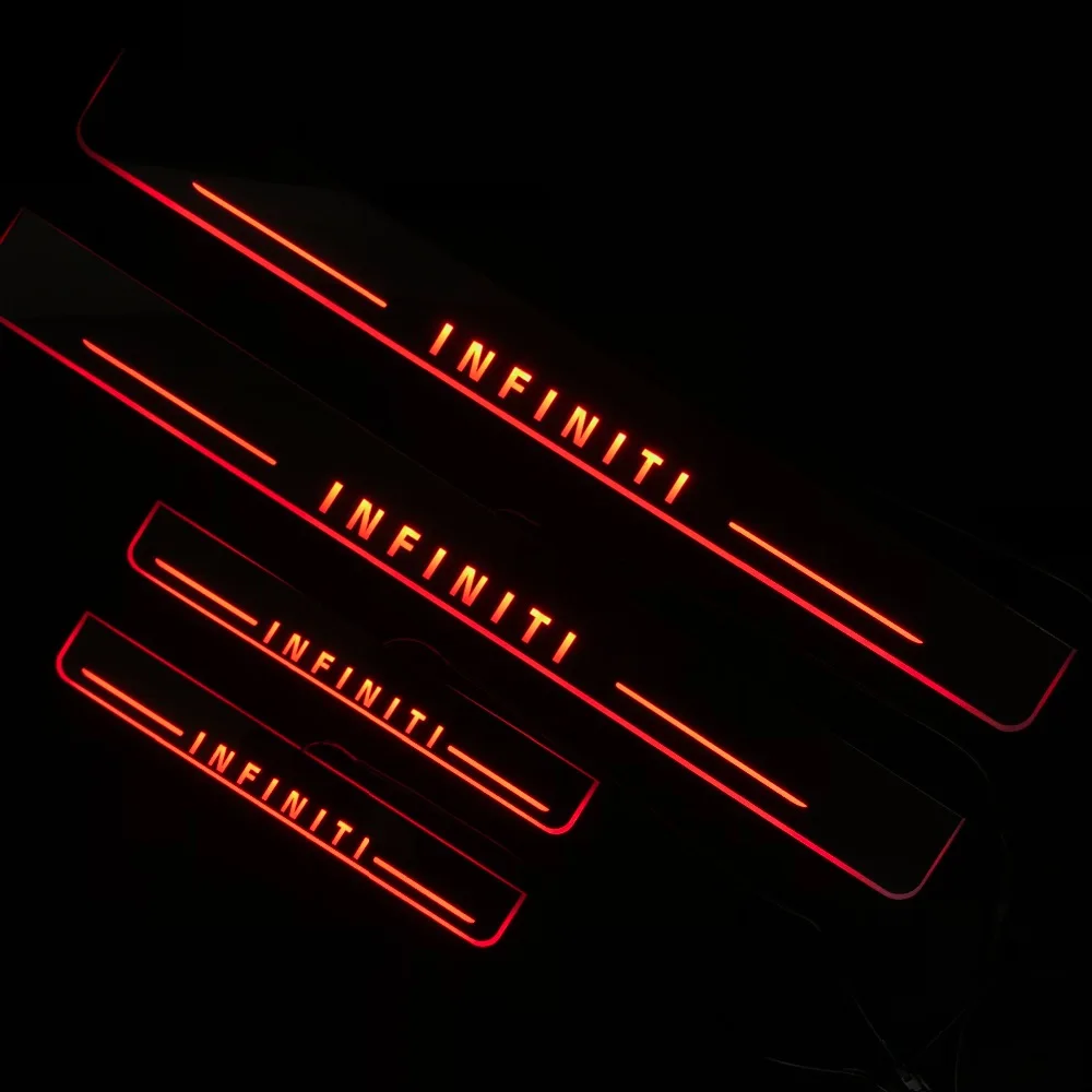 Osmrk светодиодные движущиеся двери scuff для Infiniti dynamic порога пластина плоская подкладка наложения потока/фиксированный светильник, 4 шт