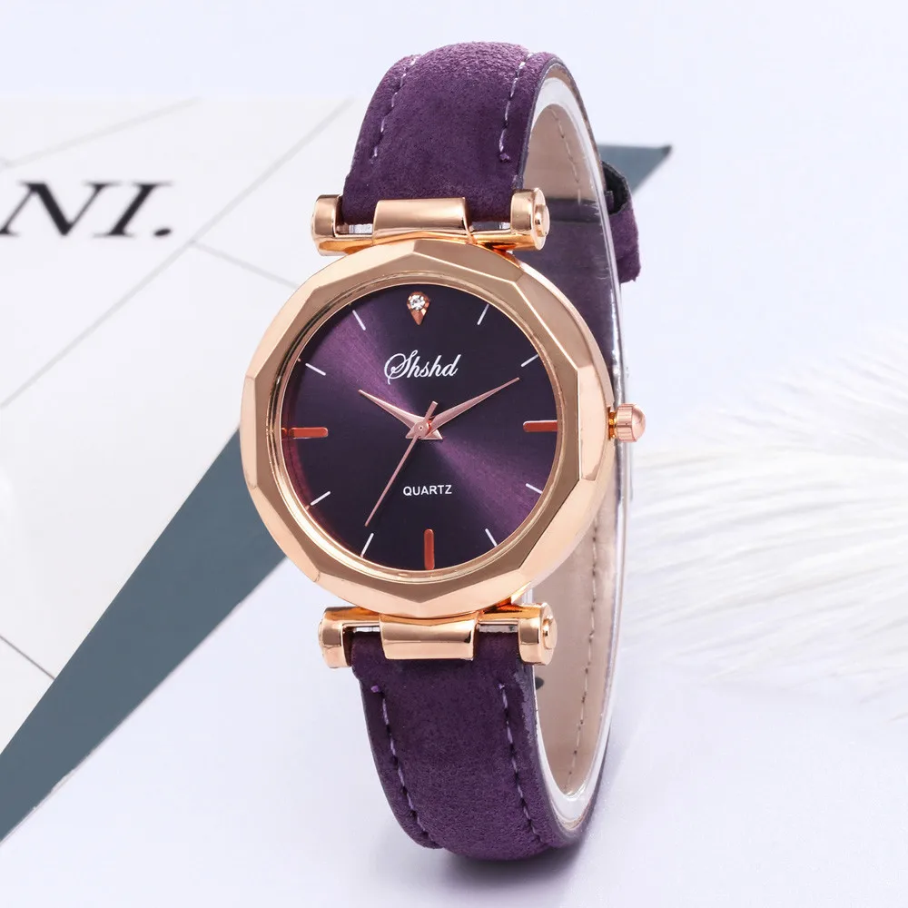 Женские часы яркого цвета, черные Романтические Роскошные брендовые Аналоговые кварцевые наручные часы с кристаллами, женские часы - Цвет: Purple