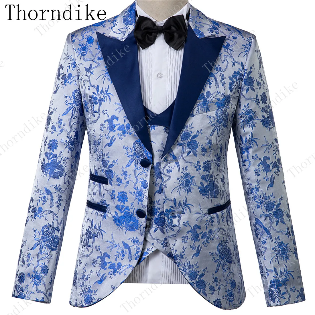 Thorndike куртка брюки жилет свадебное платье костюмы китайский стиль жаккардовые деловые мужские классические высококачественные костюмы на заказ