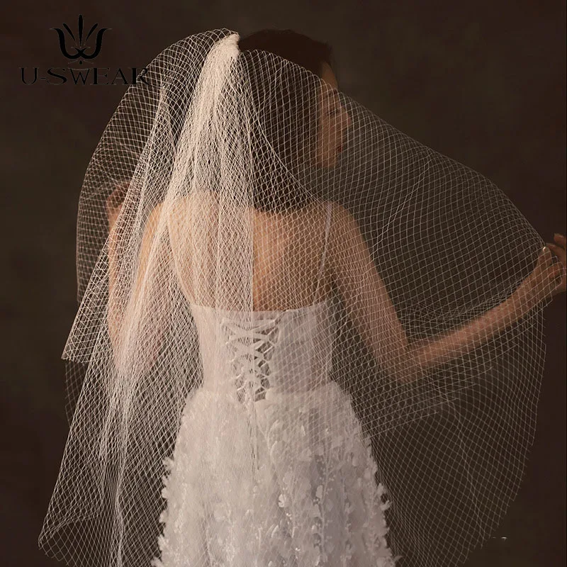 

High Quality Retro 2 Layer Big Mesh Veil Bridal Veil Bride Velo De Novia Wedding Accessorie Bridal Veils Ivory Veil Two-layer