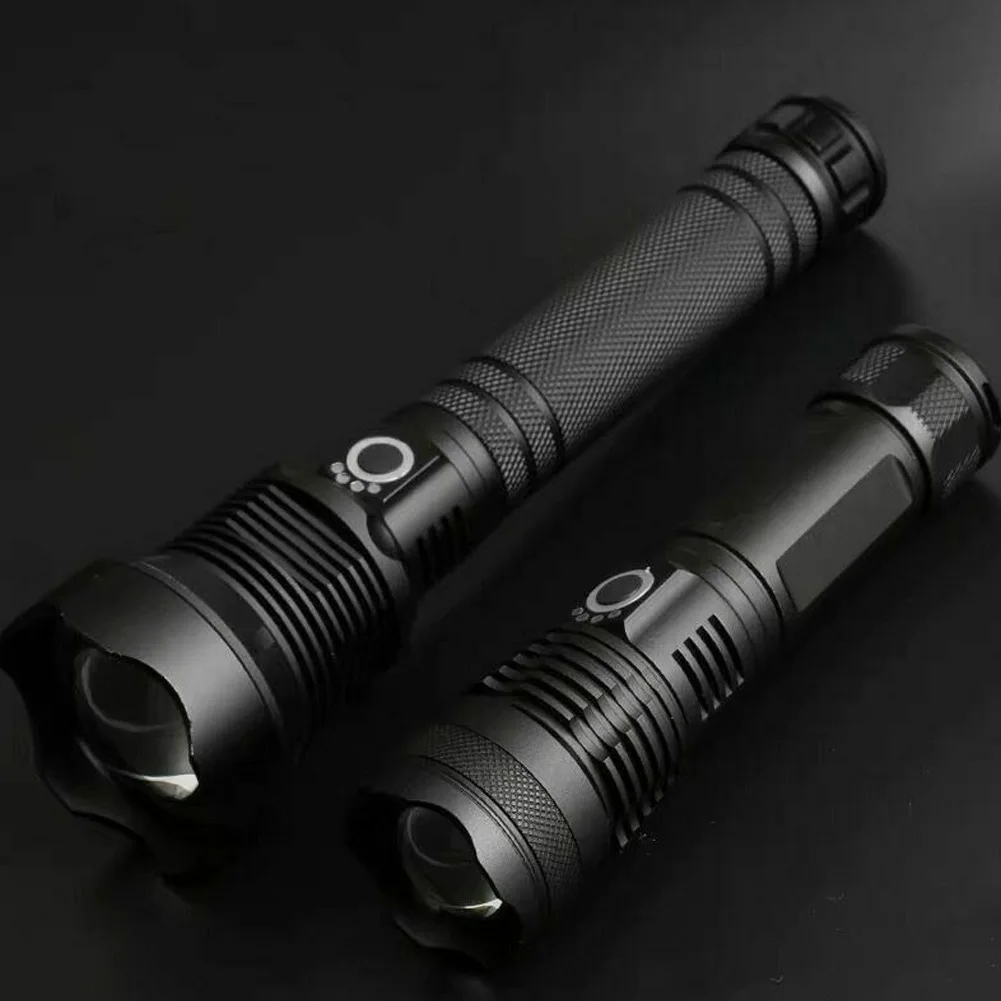 

120000 LM Powerful LED Flashlight USB Zoom Torch Aluminum Alloy Battery Indicator FOU99