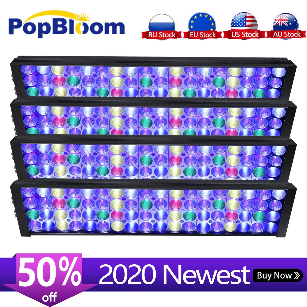 

4PCS PopBloom aquarium light led aquarium lamp marine aquarium light for 96" 240cm Reef Coral SPS/LPS seawater aquarium Turing50