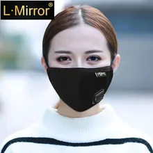 L. Зеркало 1х хлопок PM2.5 черная противопылевая маска для рта фильтр с активированным углем ветрозащитный Рот-муфельные бактерии защитные маски для лица для защиты от гриппа