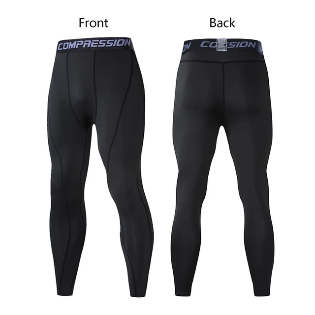 Men's Lycra Compression Pants Cycling Running Basketball Soccer Elasticity Sweatpants Fitness Tights Legging Trousers Rash Guard 1607-Black