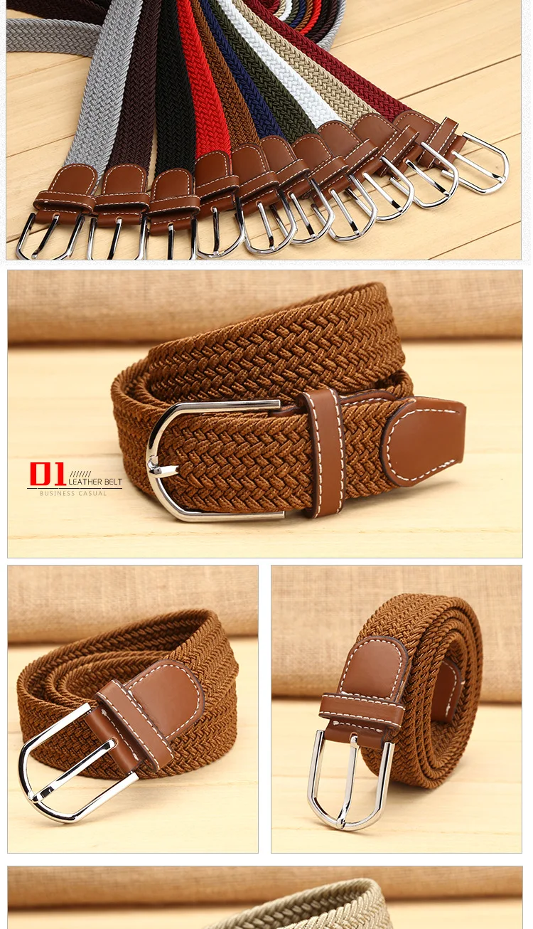 New elastic belt knitted canvas belt decoration belt female pin buckle canvas strap women and man