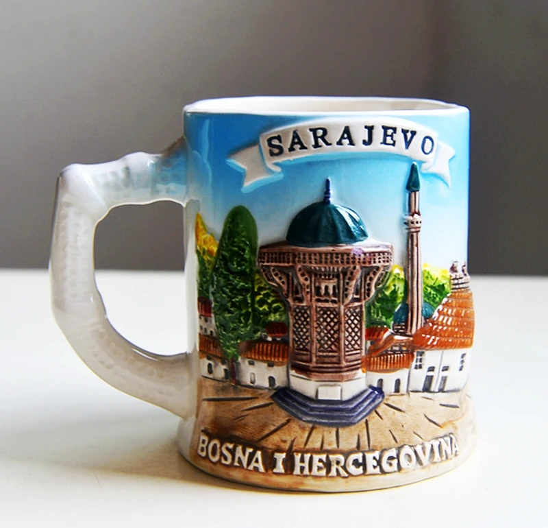 

Hand-painted Sarajevo Ceramic Water Cups Milk Cups World Travel Souvenirs Mugs Home Office Drinkware Creative Gift