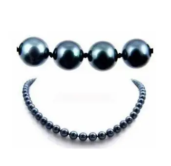 

Fashion jewelry Free Shipping AAA 18" 8-9MM TAHITIAN black natural pearl necklace hand knotted
