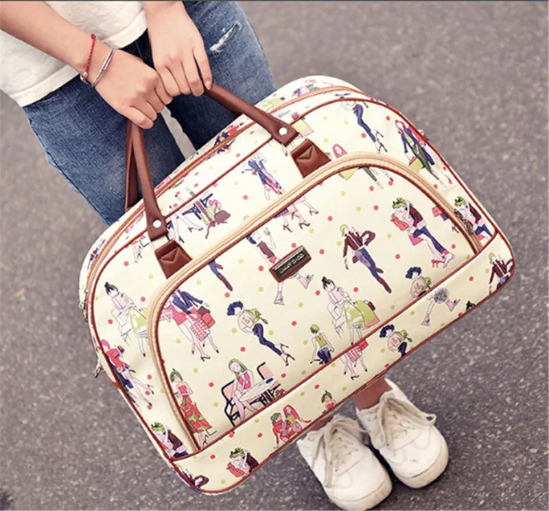 Корейская Женская водонепроницаемая сумка с принтом, Женская дорожная сумка, компактная сумка для поездки, дорожная сумка из искусственной кожи, сумка для багажа