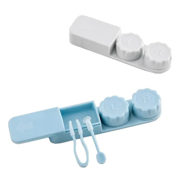 

Travel Portable Contact Lens Comp Box Eye Care Kit Set with Storage Case + Wearing Stick+Tweezer 1 PCS(Ran Color-Blue, L