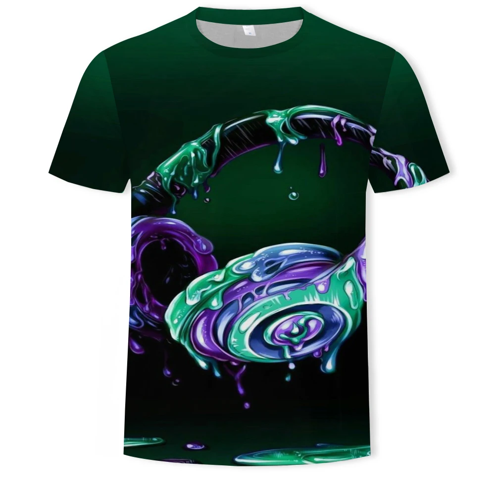 2019 summer hot loose men s T shirt casual short sleeved alien print men s T 3