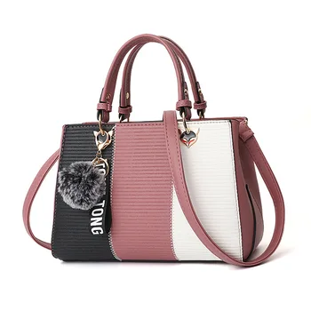 

Women Hairball Ornaments Totes Patchwork Handbag Party Purse Ladies Messenger Crossbody Shoulder Bags Women Handbags