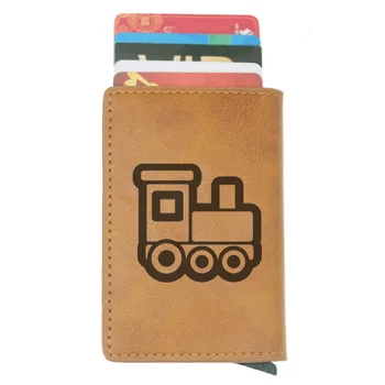 

Train Locomotive Engine Design Rfid Card Holder Men Women Wallets Vintage Short Purse Leather Slim Wallets Mini Wallet Gifts