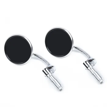 

CNC Aluminum Mirrors For Cafe Rearview Clear Chrome Round End Side Bar