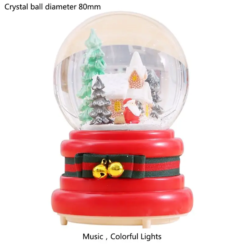 Освещение музыкальная шкатулка Санта Клаус Лось Снежный старый человек с сумкой хрустальный шар для рождественского подарка настольное украшение для дома - Цвет: B