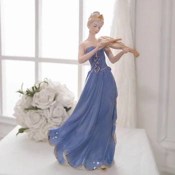 

Porcelain Violin Playing Girl Sculpture Ceramic Character Art and Craft Ornament Accessories Ceramic & Enamel People Europe