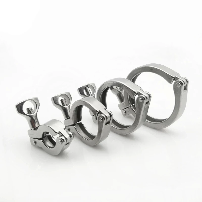 Water Pipe Fitting 304 Stainless Steel Tri Clamp 1.5" 2" (50.5 64 77.5 119mm) Clover Ferrule Fittings Water pipe Quick-Release Metal Nipple Clamps