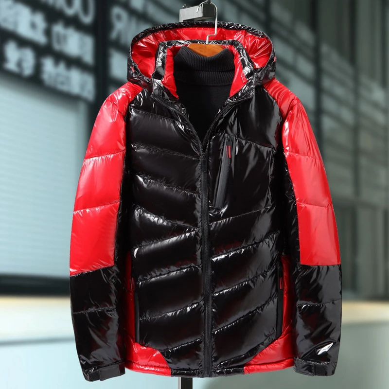 New Large Size Glossy Parkas Winter Jacket Women/Man Glossy Waterproof Thick Warm Cotton Padded Hooded Parka 7XL 8XL 9XL - Цвет: Patchwork Black