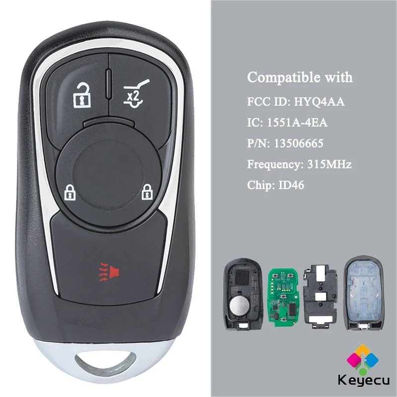 Умный ключ KEYECU Promixity дистанционное управление Автомобильный с 5 кнопками 315 МГц-FOB