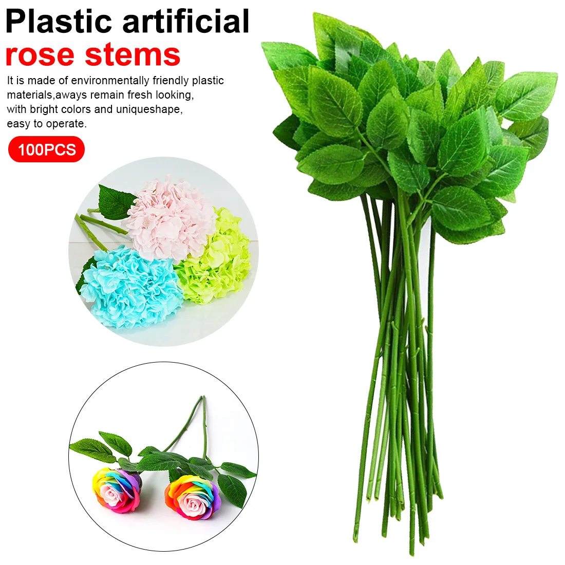 

100Pcs/lot Paper/plastic Artificial Flower Floral Type Stub Stems Green Flower Stub Stems Craft Decor soap flower stem Decor