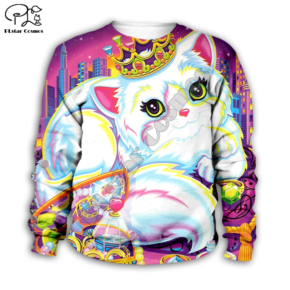 Kid sets 3D Lisa Frank print cartoon cat hoodie children baby long sleeve Sweatshirt zipper coat boy girl pullover Pant
