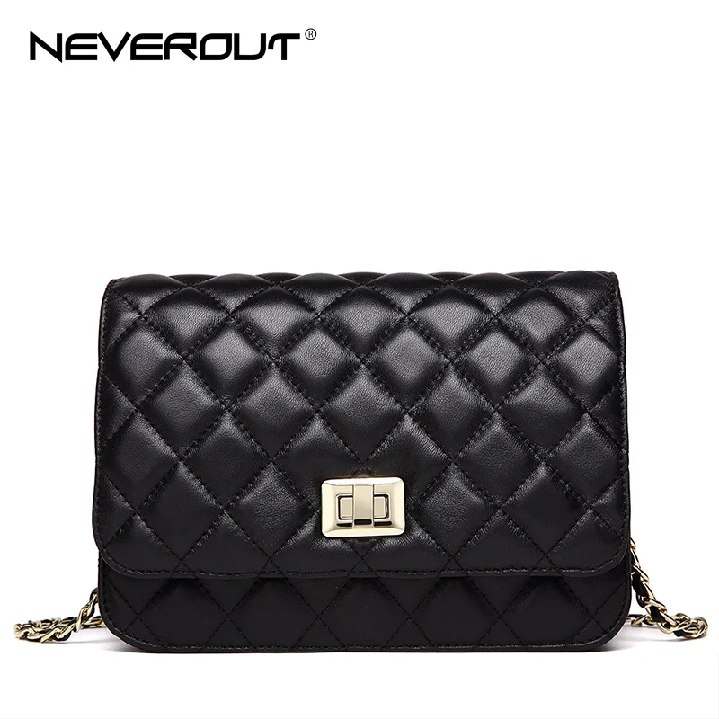Goedkoop NEVEROUT Dames Echt Leer Schapenvacht Schoudertas Diamant Rooster Crossbody Tas Luxe Handtassen Vrouwen Tassen Gewatteerde Sac a Main