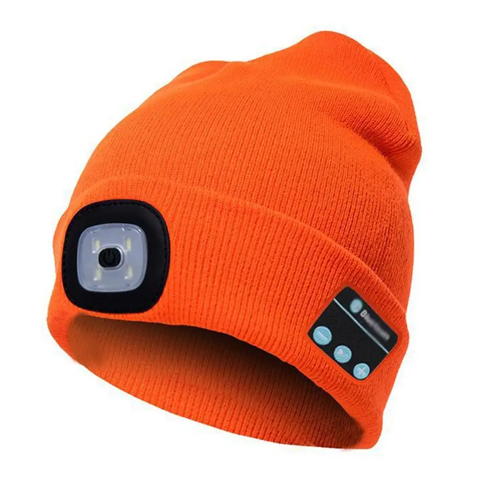 Светильник ed Bluetooth Beanie USB Перезаряжаемый беспроводной музыкальный головной убор ультра яркий 4 светодиодный водонепроницаемый светильник для кемпинга