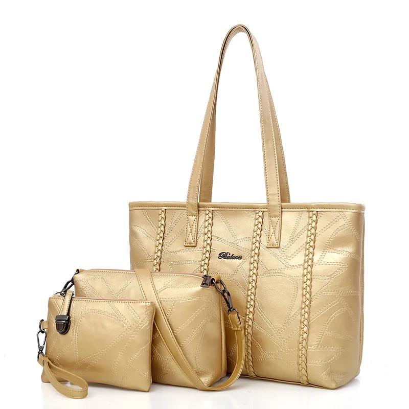 

Trend Glorious Tote Bag 2017 New Style Sheepskin Joint Different Size Bags Korean-style-Style Soft Leather WOMEN'S Bag