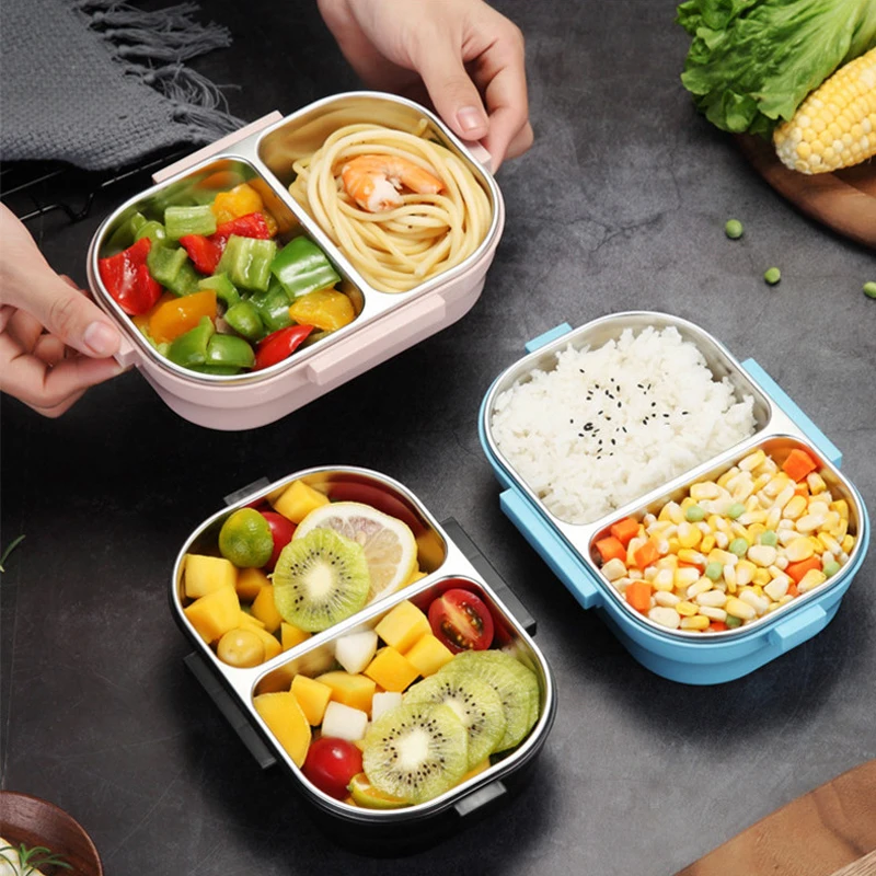 Ланч-бокс из нержавеющей стали, микроволновая печь для детей, Bento box, герметичный, Термальный, портативный Ланчбокс, контейнер для еды, коробка для хранения, для пеших прогулок