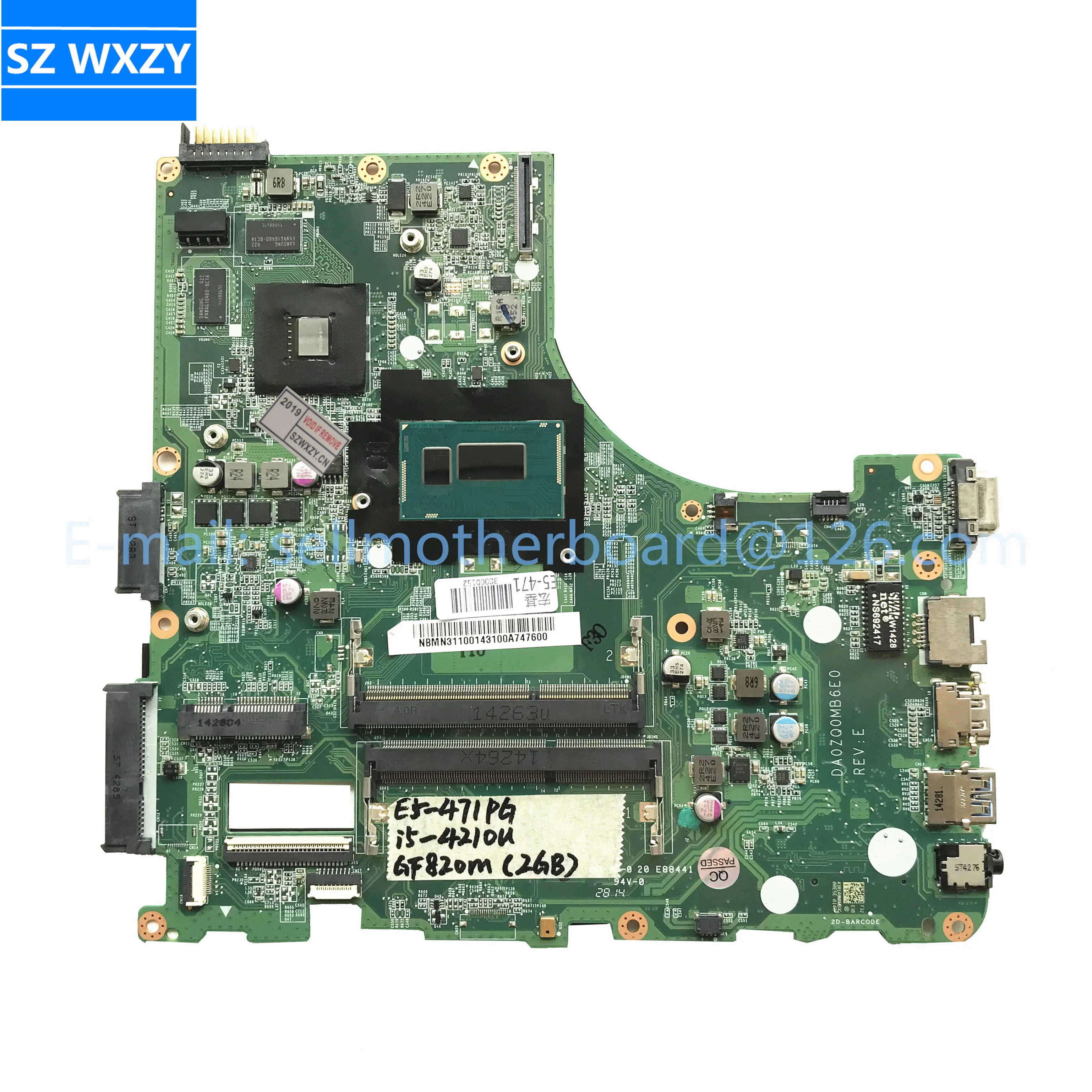 Материнская плата для ноутбука Acer Aspire E5-471G E5-471PG с i5-4210u GT820M 2 Гб NBMN311001 DA0ZQ0MB6E0 DDR3L 100%