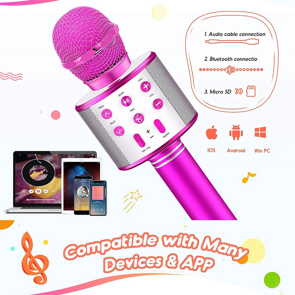 Bluetooth Karaoke Portable Wireless Karaoke Microphone Home KTV Player for Kids Professional Speaker Handheld for Party Singing - ANKUX Tech Co., Ltd