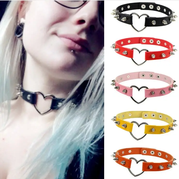 Женское колье с заклепками готическое ожерелье чокер в виде сердца стиле панк