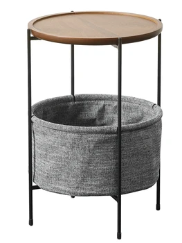 

Nordic Simple Side Table Sofa Corner Ins Black Walnut Metal Light Luxury Round Cloth Storage Bag Small Coffee