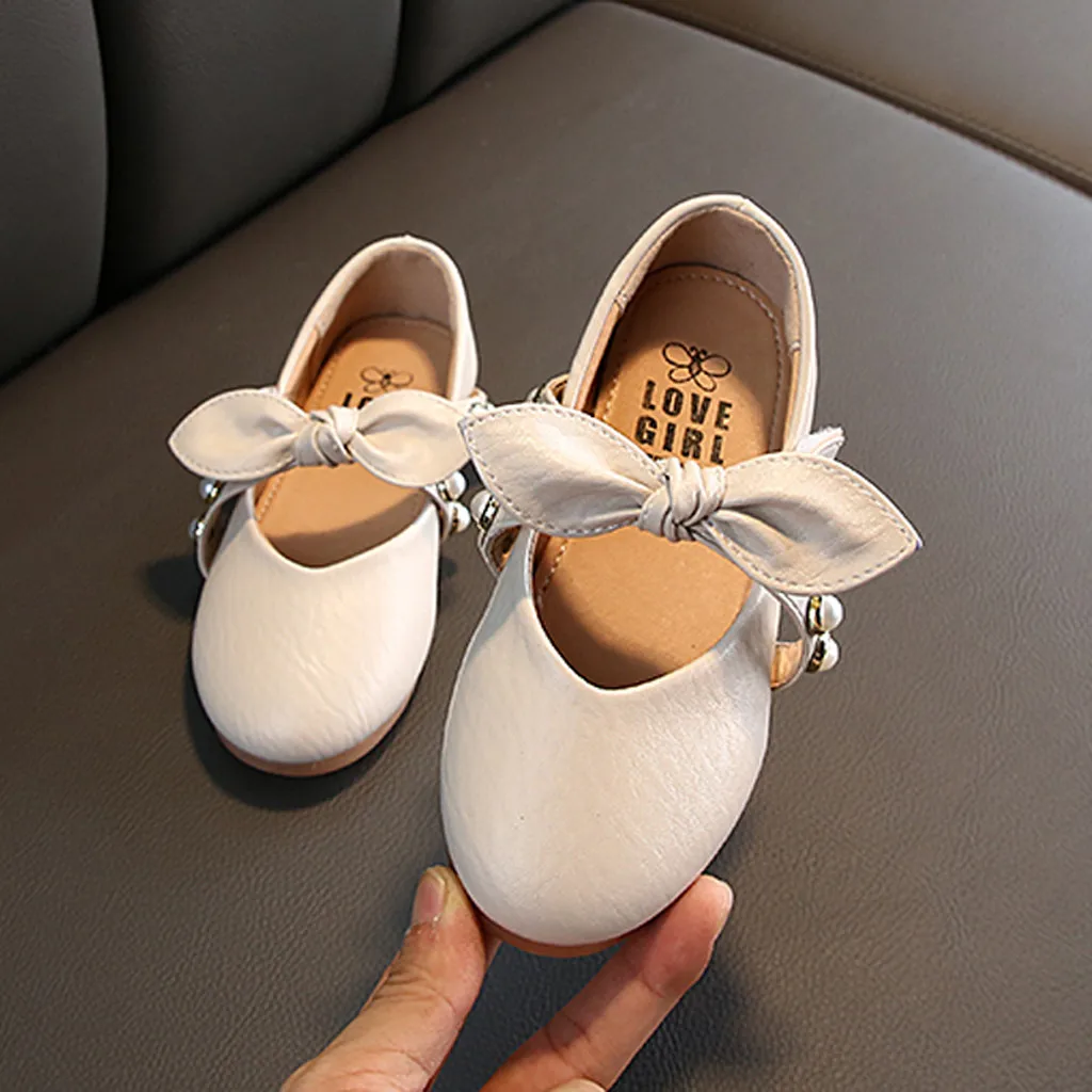 Toddler Kids Baby Girls Shoes Butterfly-kont Princess Shoes Pearl Casual Solid Hook&Loop Shoes Suitable For 3-12T Chlid Girl