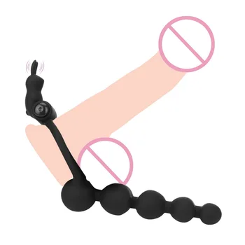 OLO  Double Penetration Strapon Dildo Anal Bead Sex Toys for Couple Butt Plug G-spot Vibrator Penis Vibrating Ring 2