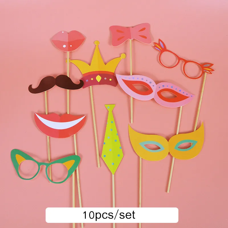 10pcs-Moustache 10-20 шт Золотое горячее тиснение с днем рождения фото стенд реквизит маска; фотобудка вечерние свадебные фото Декор Выпускной детский душ 77 - Цвет: 10pcs-Moustache