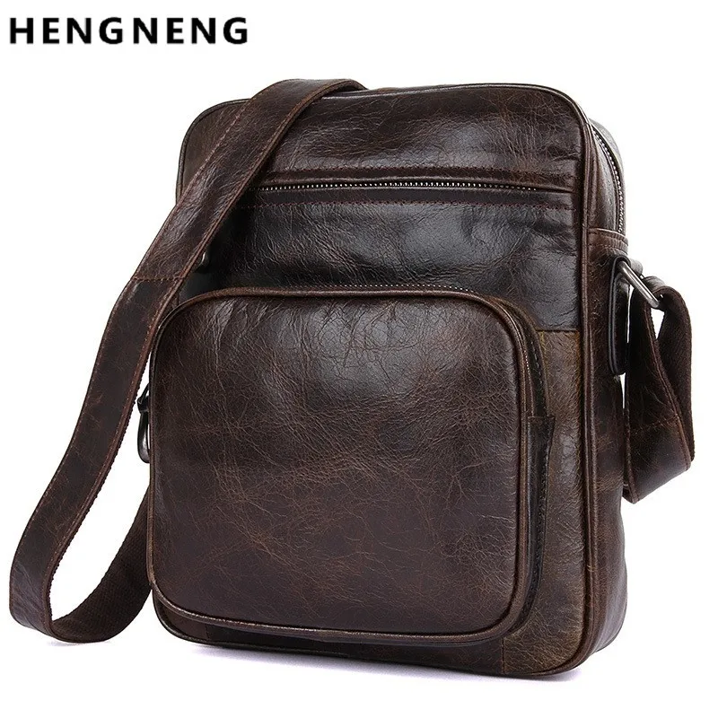

Man Handbag Cow Leather Design Shoulder Bag Male Messenger Bag Cowhide Fashion Cross-body Bag 8" Tablet Tote Mochila Satchel