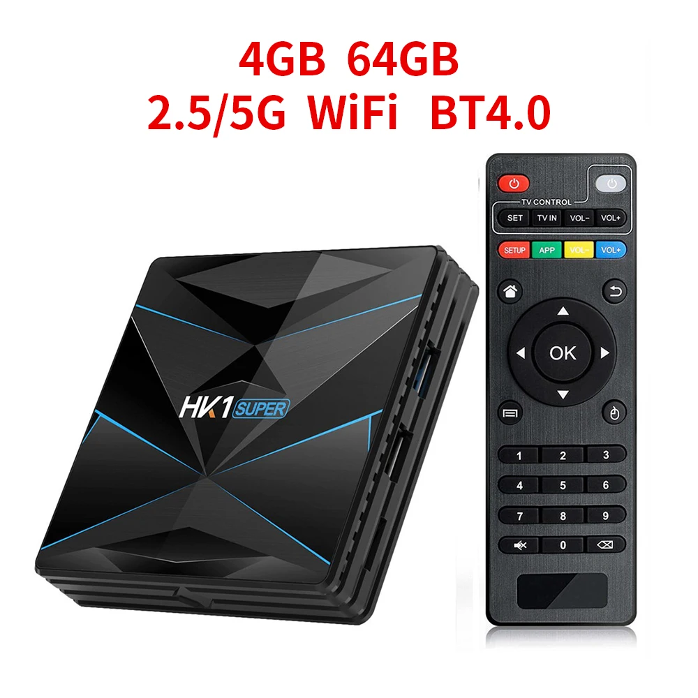 HK1 супер Android 9,0 ТВ приставка RK3318 4K HD 3D медиаплеер Поддержка 2,4G/5G двойной wifi BT4.0 USB 3,0 телеприставка 4GB 128G - Цвет: 4GB64GB